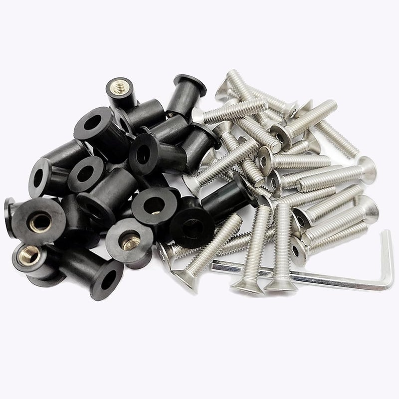 MAYEHAY 48 Pairs of M4 Neoprene Well Nuts M4 x 20mm Stainless Steel Hex Socket Bolts Well Nuts Kit for Kayak Motorcycle Windscreen Marine Accessories,Neoprene nut Contains Brass Nuts Copper nut - Image 5